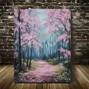 Cherry Blossom Forest Lush Pink Blossom Painting  40x60cm Metal Print Ready to Hang
