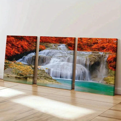 3pcs Ilawang Waterfalls Natural Landscape Wall Art Set Canvas Framed 40x60cm - High Quality Print 100% Australian Made Wall Canvas Ready to Hang