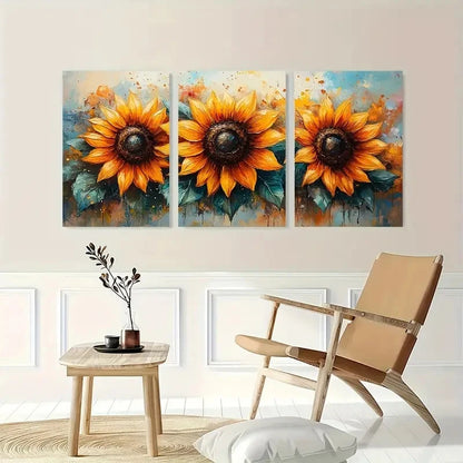 3pcs Vibrant Botanical Floral Design Perfect Wall Art Set Canvas Framed 40x60cm - High Quality Print 100% Australian Made Wall Canvas Ready to Hang