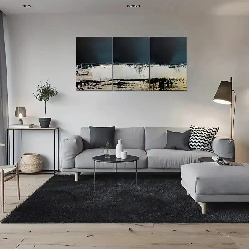 3pcs Black White and Brown Tones Metal Print Ready to Hang Art