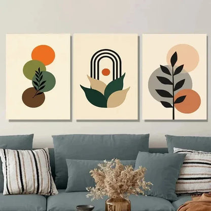 3pcs Boho Style Colorful Geometric & Botanical Wall Art Set Canvas Unframed - High Quality Print 100% Australian Made Wall Canvas