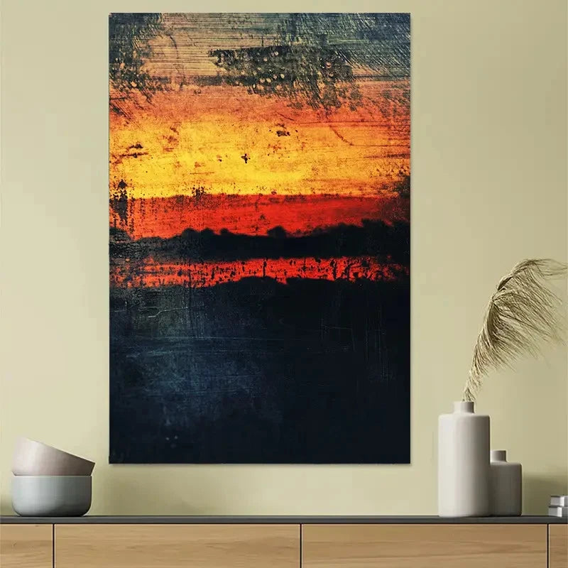 Abstract Sunset Colorful Minimal Landscape Poster 40x60cm Metal Print Ready to Hang