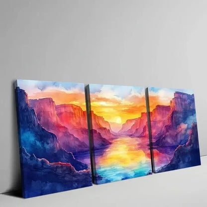 3pcs Colorful Grand Canyon Sunset Landscape Wall Art Set Canvas Framed 40x60cm - High Quality Print 100% Australian Made Wall Canvas Ready to Hang