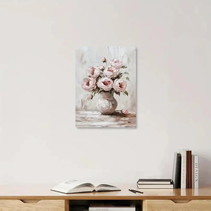 Beautiful Peony Oil Botanical Painting 60x90cm Metal Print Ready to Hang