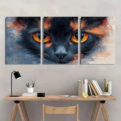 3pcs Modern Retro Style Cat Illustration Wall Art Set Canvas Framed 40x60cm - High Quality Print 100% Australian Made Wall Canvas Ready to Hang