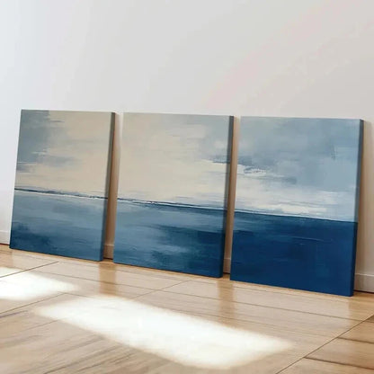 3pcs Abstract Ocean Horizon Serene Sky Wall Art Set Canvas Framed 40x60cm - High Quality Print 100% Australian Made Wall Canvas Ready to Hang