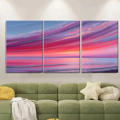 3pcs Colorful Sky Surrealist Oil Painting Metal Print Ready to Hang Art