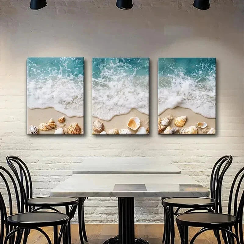 3pcs Coastal Beach Relaxing Nautical Perfect Wall Art Set Canvas Framed 50x70cm - High Quality Print 100% Australian Made Wall Canvas Ready to Hang