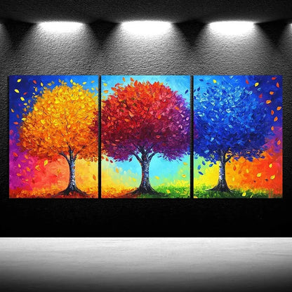 3pcs Modern Abstract Colorful Trees Design Metal Print Ready to Hang Art