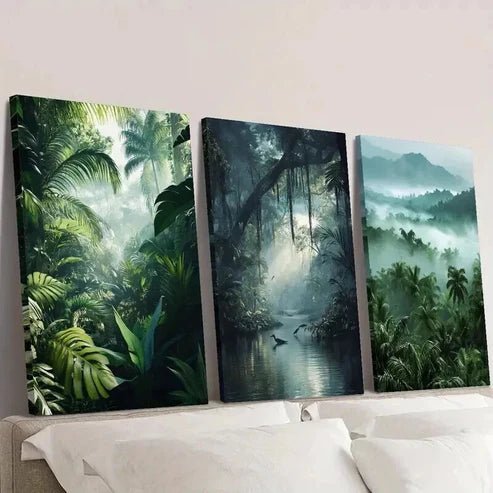 3pcs Natural Tropical Forest Decoration  Wall Art Set Canvas Unframed - High Quality Print 100% Australian Made Wall Canvas