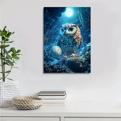 Enchanting Owl Underwater Coral Reef Scene  40x60cm Metal Print Ready to Hang
