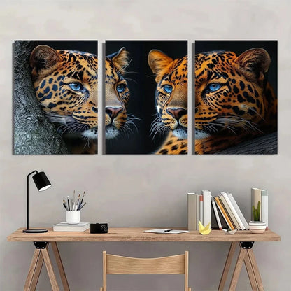 3pcs Leopard Wild Animal Cool Metal Print Ready to Hang Art