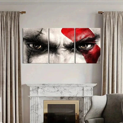 3pcs Modern Video Game Character Kratos Wall Art Set Canvas Framed 40x60cm - High Quality Print 100% Australian Made Wall Canvas Ready to Hang
