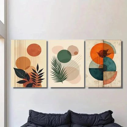 3pcs Modern Abstract Botanical Green Metal Print Ready to Hang Art