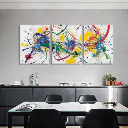 3pcs Abstract Colorful Splatter Graffiti Art Set Canvas Unframed - High Quality Print 100% Australian Made Wall Canvas
