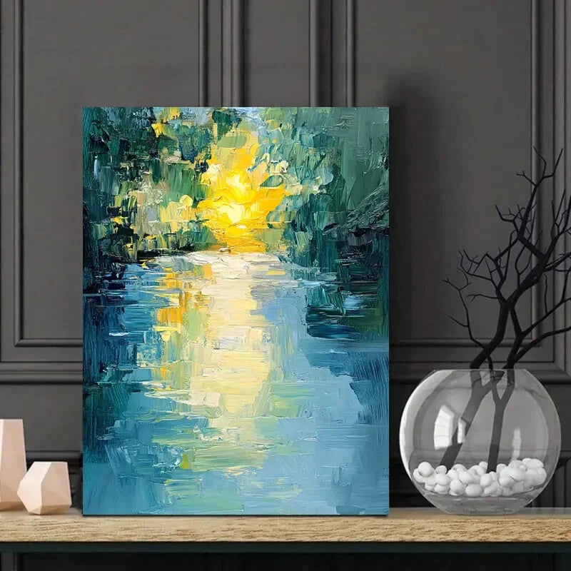 Water Reflections And Sunlight, Blue Shades 40x60cm Metal Print Ready to Hang