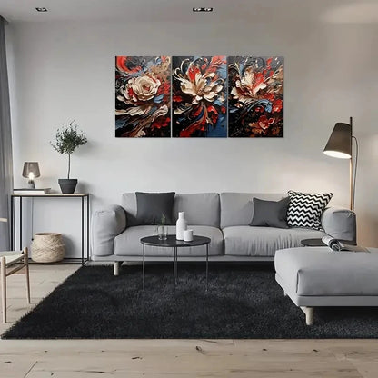 3pcs Modern Abstract Floral White Blue Wall Art Set Canvas Framed 40x60cm - High Quality Print 100% Australian Made Wall Canvas Ready to Hang