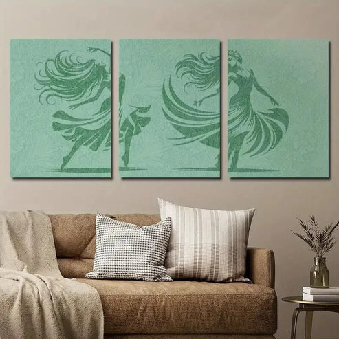 3pcs Ballet Dancing Girl Silhouette Illustration Wall Art Set Canvas Unframed - High Quality Print 100% Australian Made Wall Canvas