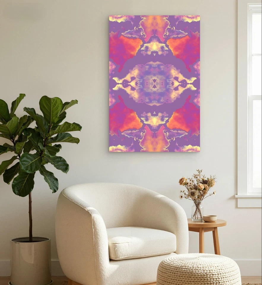 Abstract Purple and Pink Tie Dye Pattern 40x60cm Metal Print Ready to Hang