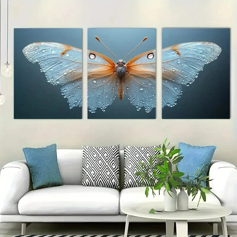 3pcs Butterfly Décor Fairy Wings Perfect Wall Art Set Canvas Framed 40x60cm - High Quality Print 100% Australian Made Wall Canvas Ready to Hang