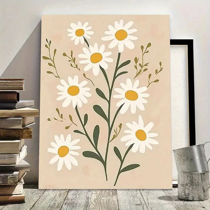 Minimalist Daisy Vector Natural Floral Painting 40x60cm Metal Print Ready to Hang