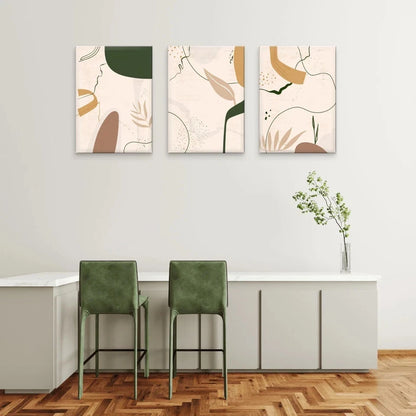 3pcs Modern Abstract Neutral Minimalist Shapes Wall Art Set Canvas Framed 50x70cm - High Quality Print 100% Australian Made Wall Canvas Ready to Hang