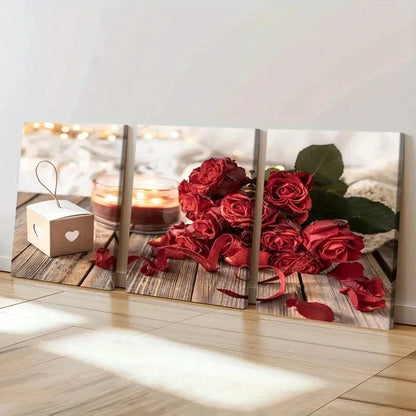3pcs Aromatherapy Rose Flower Painting Wall Art Set Canvas Framed 40x60cm - High Quality Print 100% Australian Made Wall Canvas Ready to Hang