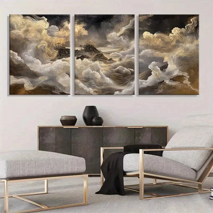 3pcs Celestial Clouds and Majestic Mount Perfect Wall Art Set Canvas Framed 40x60cm - High Quality Print 100% Australian Made Wall Canvas Ready to Hang