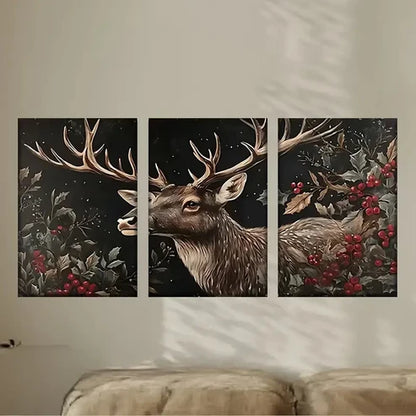 3pcs a Deer with Ant, Artist'S Wall Art Set Canvas Unframed - High Quality Print 100% Australian Made Wall Canvas