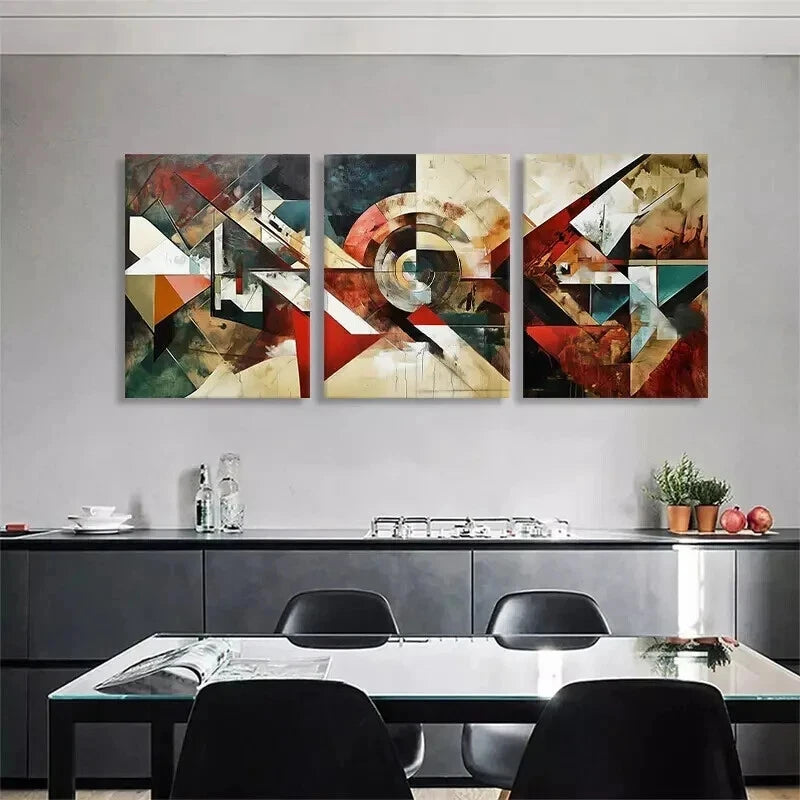 3pcs Modern Abstract Geometric Shapes Perfect Wall Art Set Canvas Framed 40x60cm - High Quality Print 100% Australian Made Wall Canvas Ready to Hang