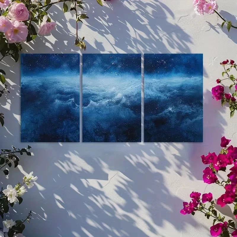 3pcs Abstract Sky and Clouds Oil Painting Metal Print Ready to Hang Art