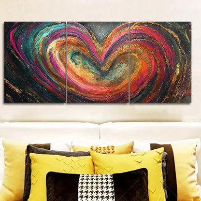 3pcs Vibrant Abstract Heart-Shaped Swirl Design Metal Print Ready to Hang Art