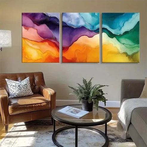 3pcs Colorful and Flowing Design Vibrant Perfect Wall Art Canvas Unframed - High Quality Print 100% Australian Made Wall Canvas