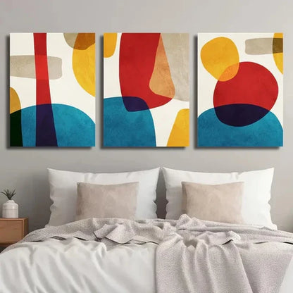 3pcs Abstract Colorful Creative Geometric Wall Art Set Canvas Unframed - High Quality Print 100% Australian Made Wall Canvas