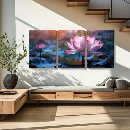 3pcs Fantasy Flower Beautiful Lotus Water Lily Wall Art Set Canvas Framed 40x60cm - High Quality Print 100% Australian Made Wall Canvas Ready to Hang