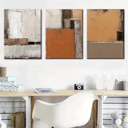 3pcs Featuring Orange Abstract Brown Perfect Wall Art Set Canvas Framed 40x60cm - High Quality Print 100% Australian Made Wall Canvas Ready to Hang