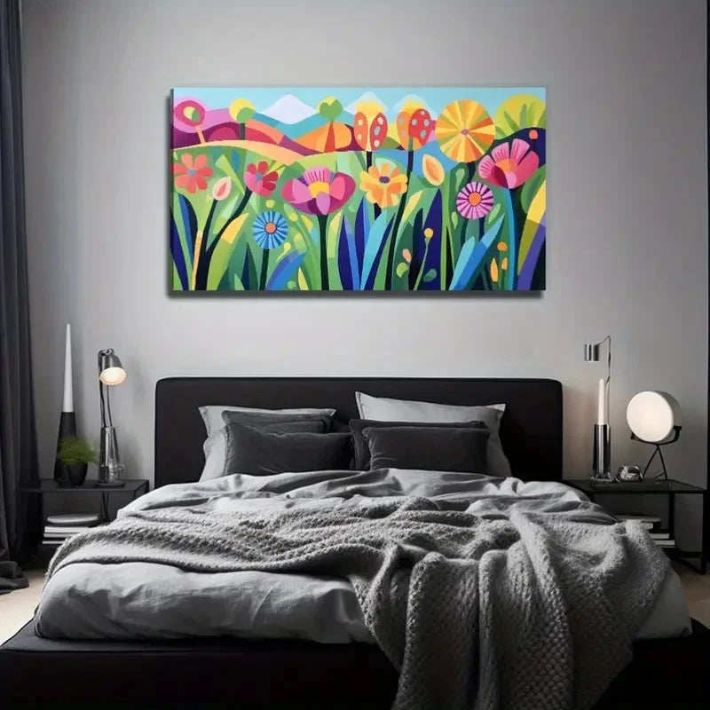 Vibrant Floral Colorful Flowers Wall Art Canvas Office Home Room Framed 120x60cm