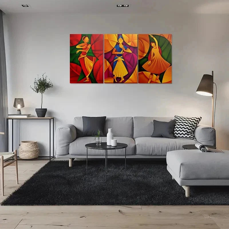 3pcs Modern Geometric Painting Metal Print Ready to Hang Art