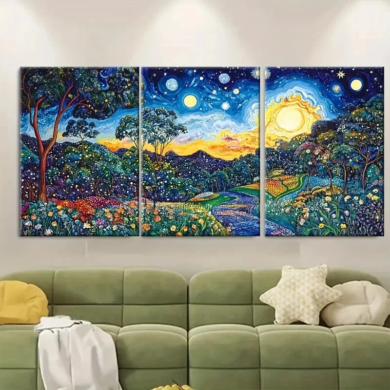 3pcs Brisbane Dreamscape Travel Print Australia Wall Art Set Canvas Framed 50x70cm - High Quality Print 100% Australian Made Wall Canvas Ready to Hang