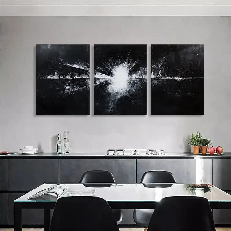 3pcs Abstract Black White Light Perfect Wall Art Set Canvas Framed 40x60cm - High Quality Print 100% Australian Made Wall Canvas Ready to Hang