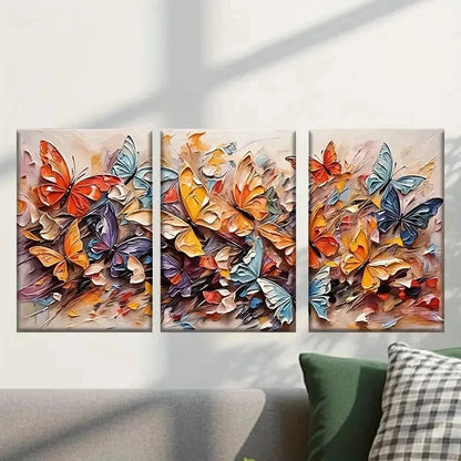 3pcs Painting of Colorful Butterflies Wall Art Set Canvas Framed 40x60cm - High Quality Print 100% Australian Made Wall Canvas Ready to Hang