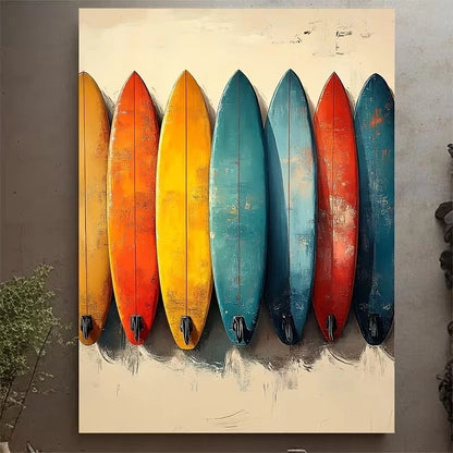 Surfboard Lineup  60x90cm Metal Print Ready to Hang