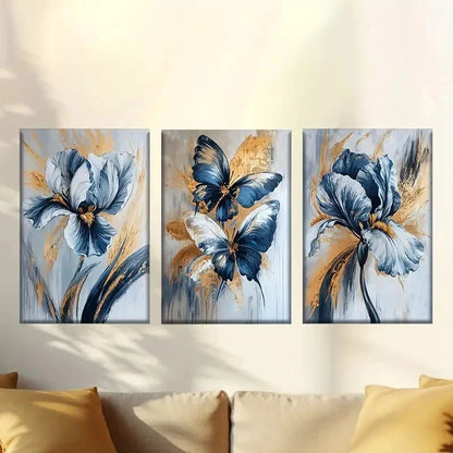 3pcs Luxury butterfly Wall Art Set Canvas Framed 60x90cm - High Quality Print 100% Australian Made Wall Canvas Ready to Hang