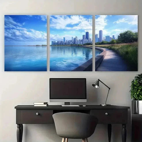 3pcs Chicago & Nature State Scenic Wall Art Set Canvas Unframed - High Quality Print 100% Australian Made Wall Canvas
