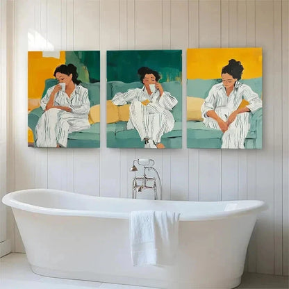 3pcs Modern Cozy Morning Relaxation Perfect Wall Art Set Canvas Framed 40x60cm - High Quality Print 100% Australian Made Wall Canvas Ready to Hang