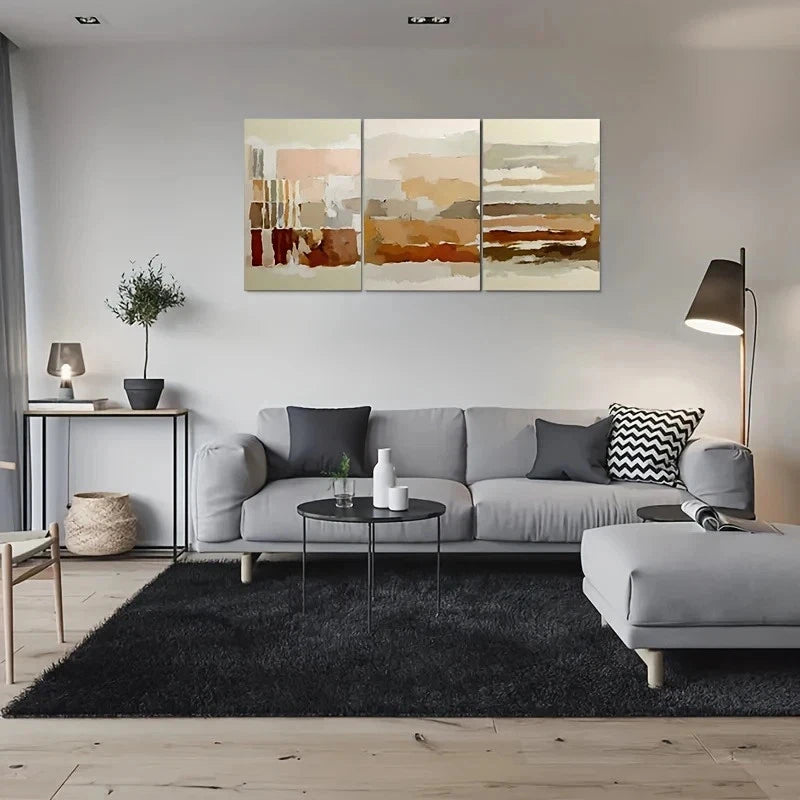 3pcs Abstract Warm Tones Design Metal Print Ready to Hang Art