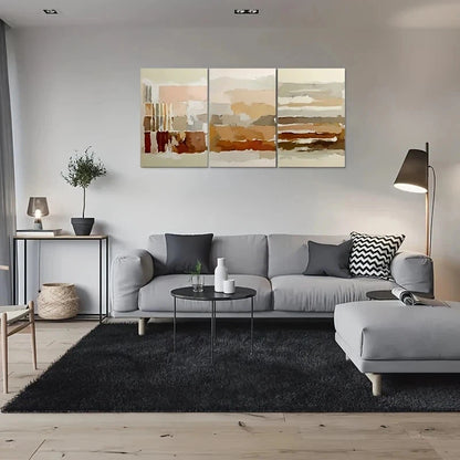 3pcs Abstract Warm Tones Design Metal Print Ready to Hang Art