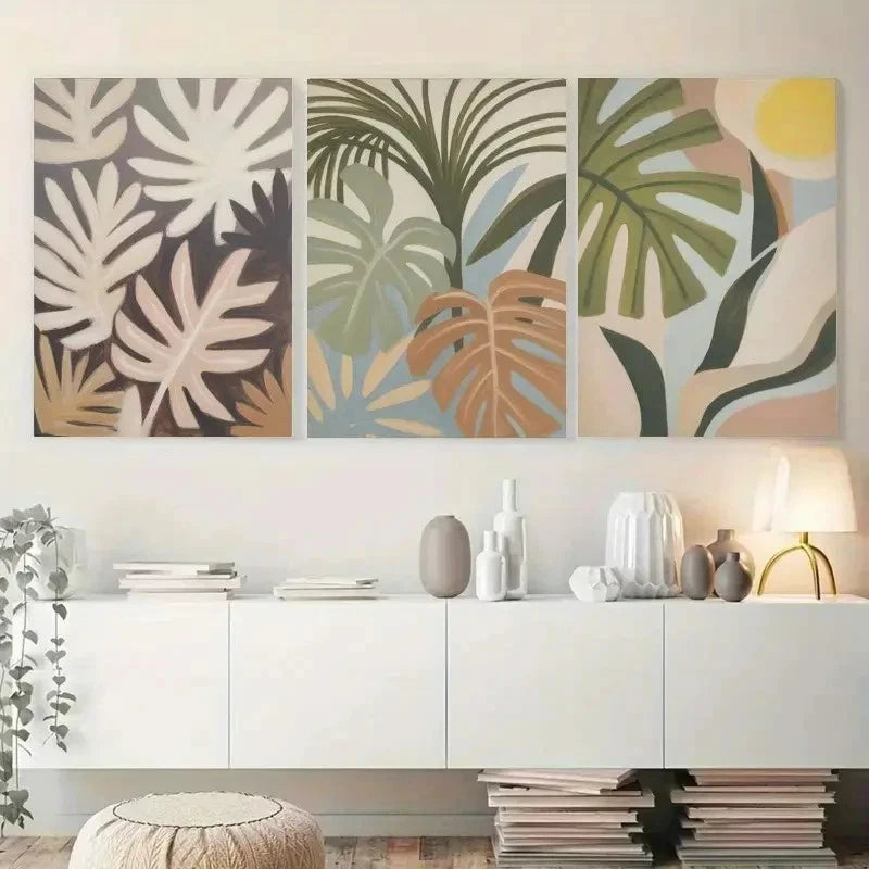 3pcs Palm Leaves Monstera Leaves Metal Print Ready to Hang Art