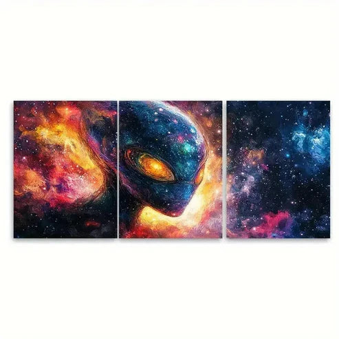3pcs Digital Abstract Alien EO Wall Art Set Canvas Unframed - High Quality Print 100% Australian Made Wall Canvas