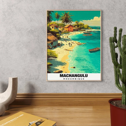 Machangulu Mozambique Tropical Beach Turquoise Travel Poster Print Wall Art